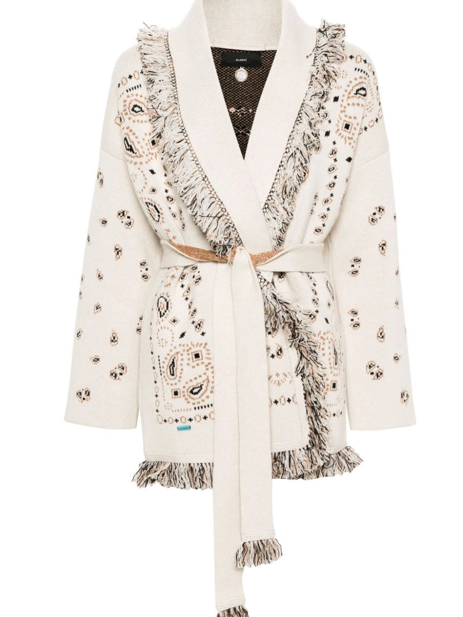 Affordable Women cardigan paisley-jacquard frayed Alanui 0328